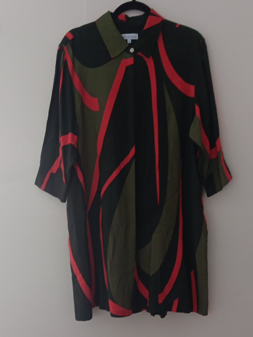 Perlavera Abstract Print Button-Up Tunic Dress #3685